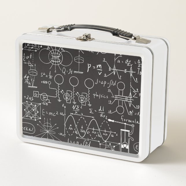Scientific Formulas: Chalkboard Calculations Patte Metal Lunch Box (Front)