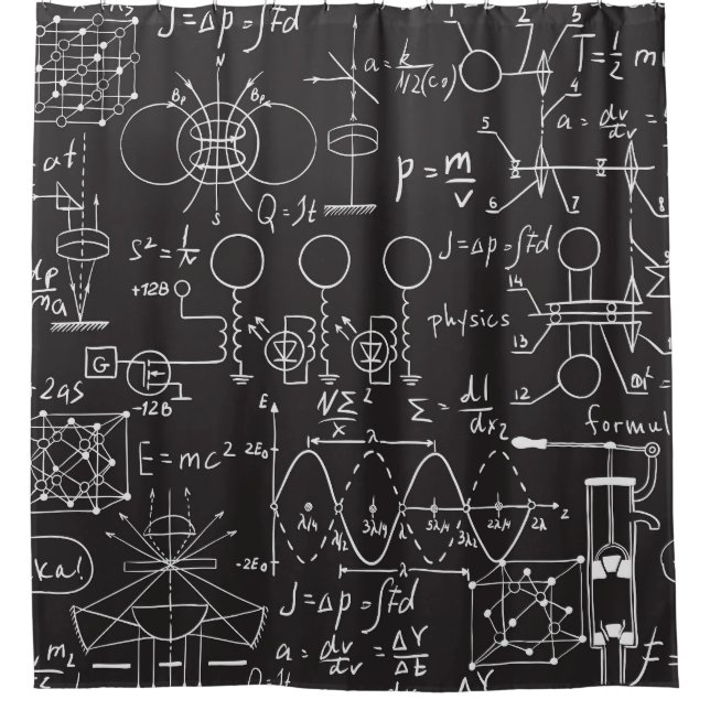 Scientific Formulas: Chalkboard Calculations Patte Shower Curtain (Front)
