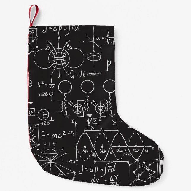 Scientific Formulas: Chalkboard Calculations Patte Small Christmas Stocking (Front)