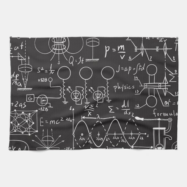 Scientific Formulas: Chalkboard Calculations Patte Tea Towel (Horizontal)