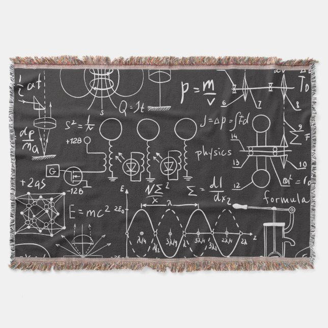 Scientific Formulas: Chalkboard Calculations Patte Throw Blanket (Front)