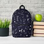 Scientific Formulas Pattern Personalised Printed Backpack<br><div class="desc">Scientific formulas on a blue chalkboard pattern personalised design.</div>