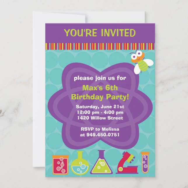 Scientist Birthday Party Invitation (Front)