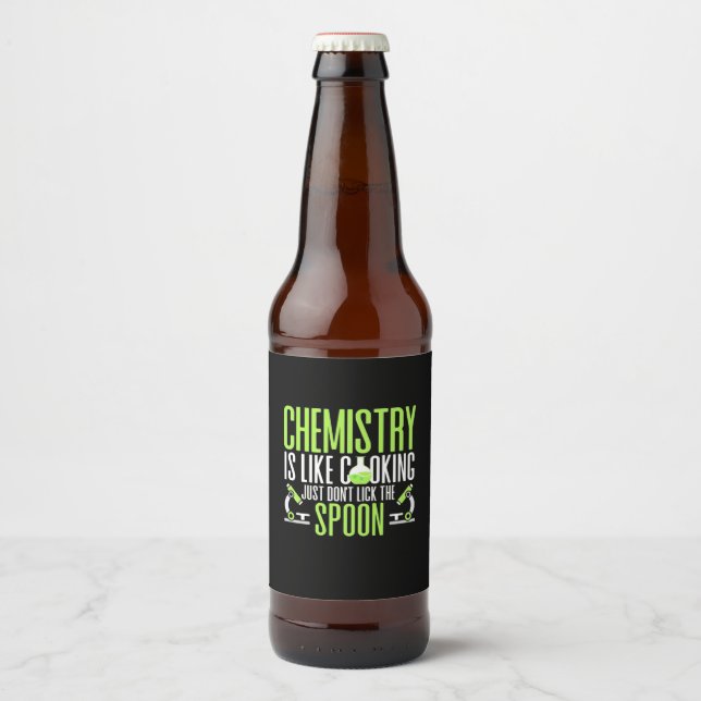 Scientist Gift | Chemistry Is Like Cooking Beer Bottle Label (Front)