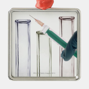 Scientist Holding Syringe Metal Tree Decoration