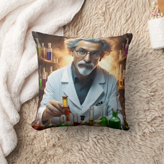 Scientist In A Laboratory Mixing Potions, Cushion (Blanket)