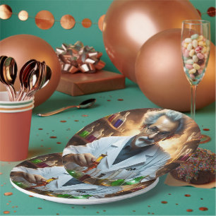 Scientist In A Laboratory Mixing Potions, Paper Plate