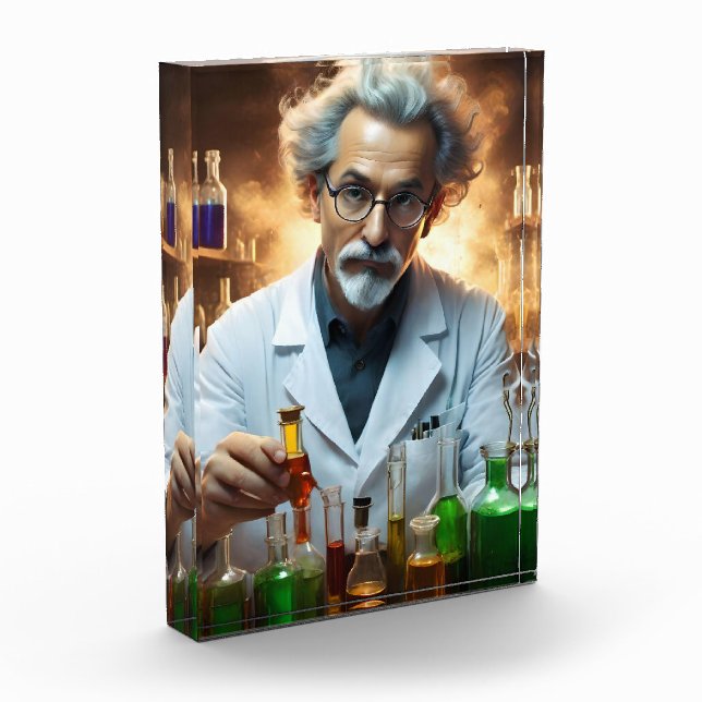 Scientist In A Laboratory Mixing Potions, Photo Block (Left)