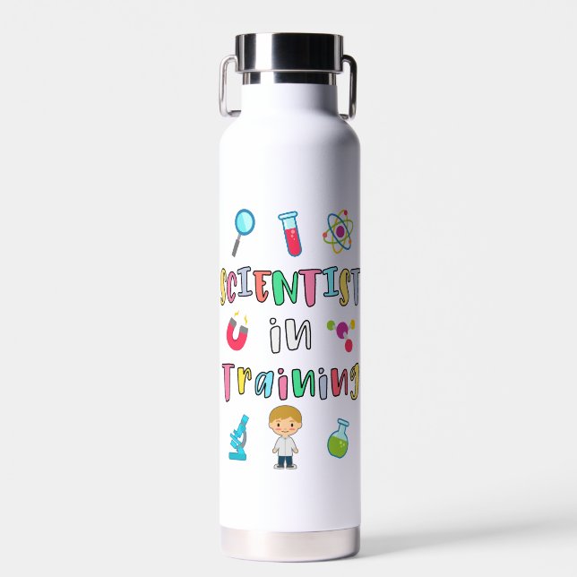 Scientist in Training for Young Scientists Water Bottle (Front)
