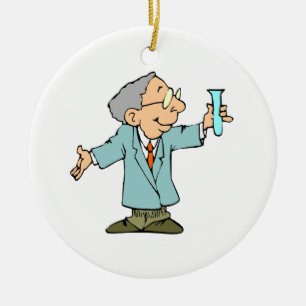 Scientist Nerd in Lab Coat With Test Tube Ceramic Tree Decoration