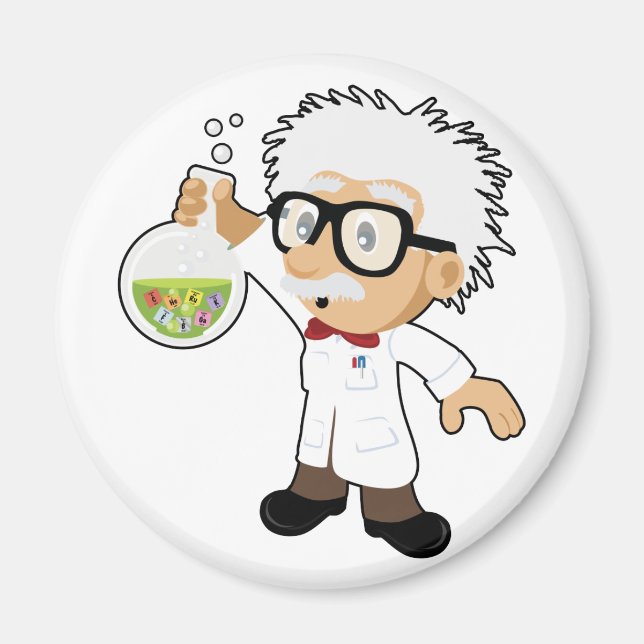 Scientist with beaker magnet (Front)