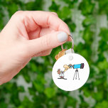 Scientist with Telescope Astronomy Science Humour  Key Ring<br><div class="desc">Take your love for science everywhere with this fun scientist cartoon keychain. Featuring a quirky scientist looking through a telescope, this design is perfect for astronomy lovers, space enthusiasts, and science geeks. Whether you’re a student, teacher, researcher, or just enjoy nerdy humour, this keychain adds a unique touch to your...</div>