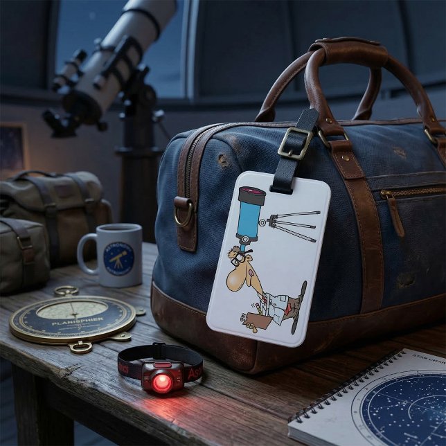 Scientist with Telescope Astronomy Science Humour  Luggage Tag (Creator Uploaded)