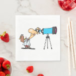 Scientist with Telescope Astronomy Science Humour  Napkin<br><div class="desc">Make your next science-themed event extra fun with these quirky scientist cartoon paper napkins. Featuring a playful scientist looking through a telescope, this design is perfect for astronomy lovers, space enthusiasts, and science geeks. Whether you’re hosting a science party, space-themed birthday, or classroom event, these napkins add a touch of...</div>
