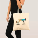 Scientist with Telescope Astronomy Science Humour  Tote Bag<br><div class="desc">Carry your love for science wherever you go with this fun scientist cartoon tote bag. Featuring a quirky scientist looking through a telescope, this design is perfect for astronomy lovers, space enthusiasts, and science geeks. Whether you’re heading to school, the library, or a science fair, this tote bag is both...</div>