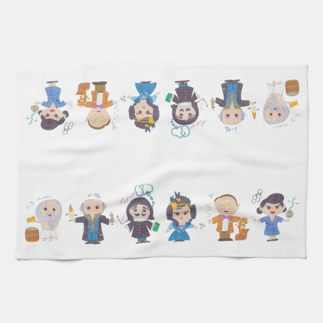 Scientists in a row II Tea Towel (Horizontal)