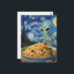 Scifi Blue Alien Eating Noodles Veggies Van Gogh Postcard<br><div class="desc">Scifi fantasy unique AI generated art of a blue alien eating noodles and veggies in a faux Van Gogh painting</div>