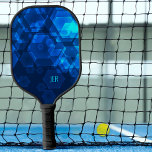 Scifi Cool Hexagon Abstract Monogrammed Blue Tech Pickleball Paddle<br><div class="desc">Cool scifi abstract cyber design features blue futuristic digital hexagons.  Customise monogrammed initials in coordinating blue with the simple to use template. The design repeats on the reverse side. Perfect fun & unique techno pickleball gift for him or her.</div>