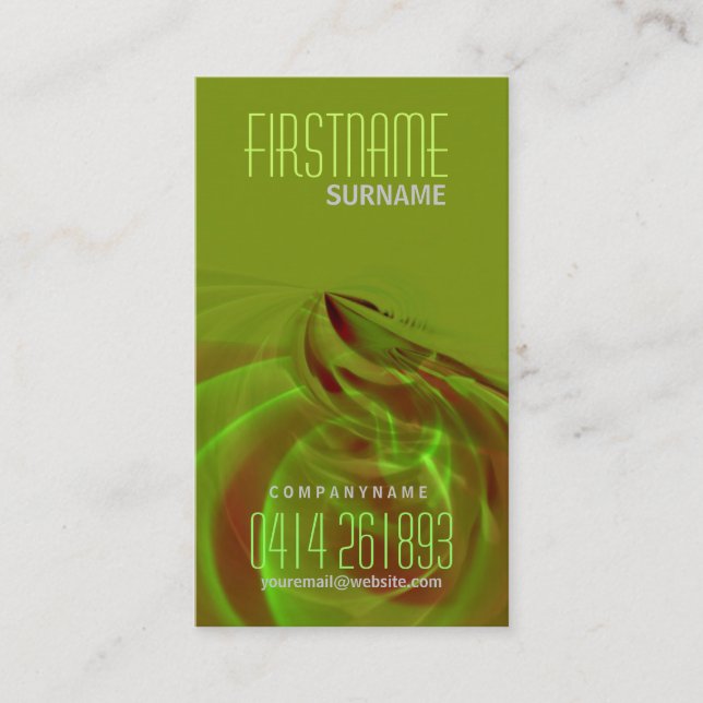 Scifi Green Liquid Vertical Business Card (Front)