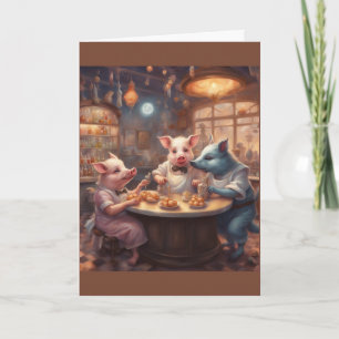 SciFI Pigs Happy birthday party Holiday Card