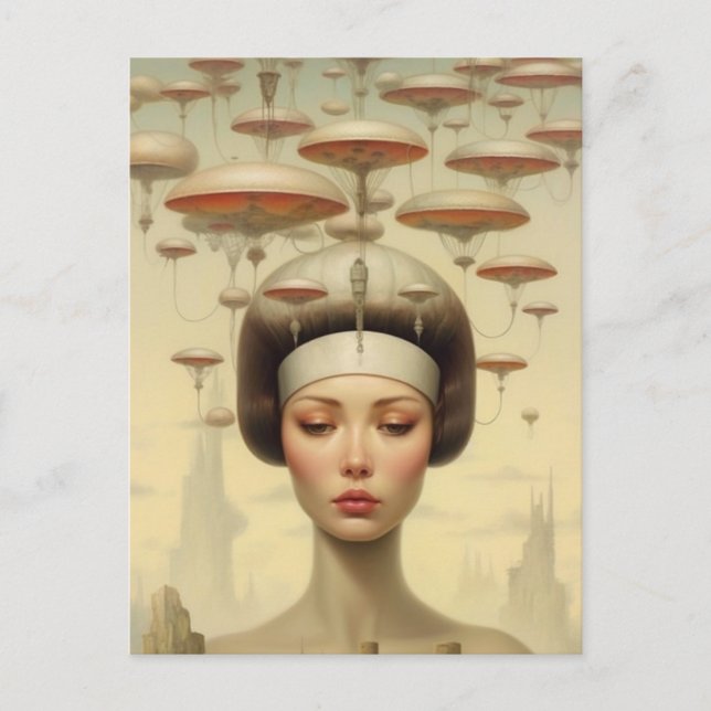 Scifi Steampunk Woman Postcard (Front)