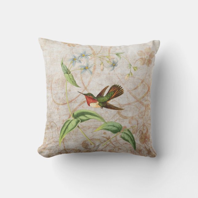 Scintillant Hummingbird Vintage Grunge Outdoor Cushion (Front)