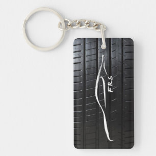 Scion FR-S white brushstroke with tire tread Key Ring