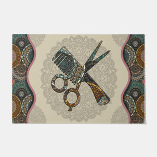 Scissor And Brusher Doormat, Hair Dresser Gift   Doormat