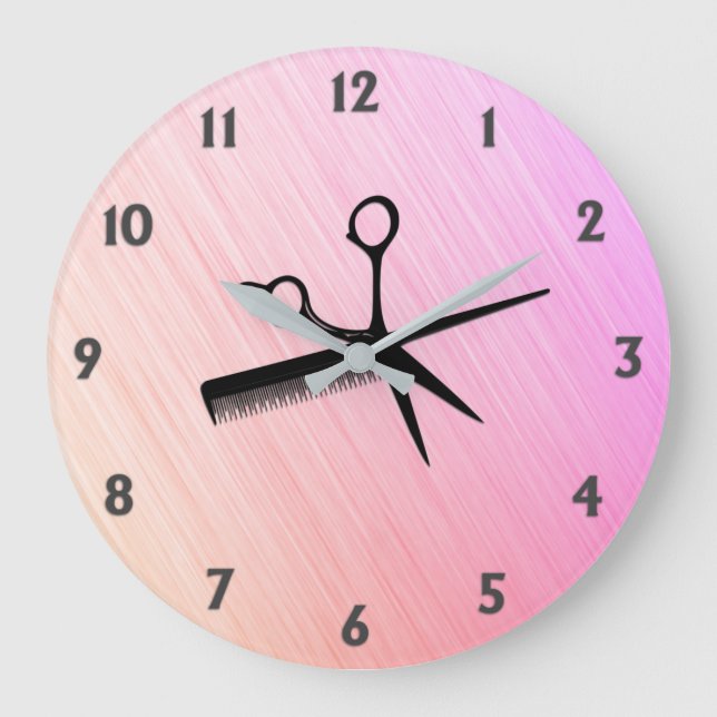 Scissor and Comb Pink Large Clock (Front)