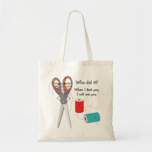 Scissor And Thread Funny Tote Bag