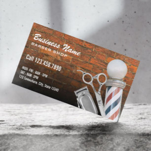 Scissor Barber Pole Professional Barber Shop Brick Business Card
