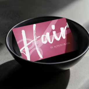 Scissor & Brush Script   Dark Pink   Hair Stylist Business Card