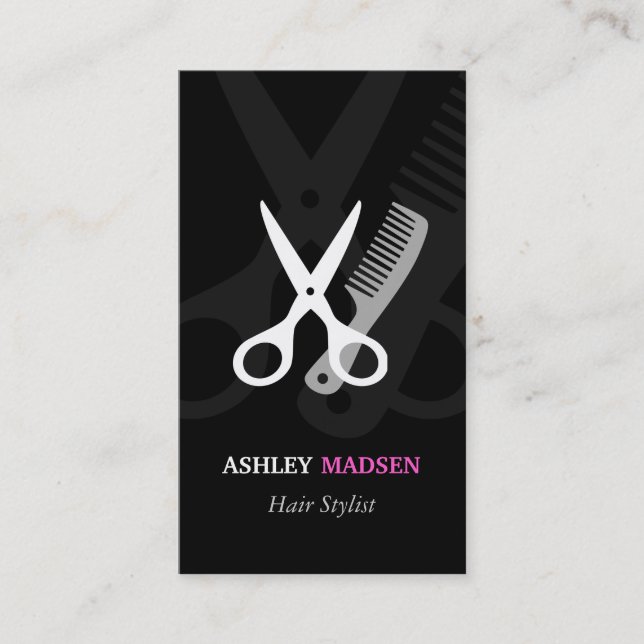 Scissor Comb Symbol - Classy Hair Stylist Business Card (Front)