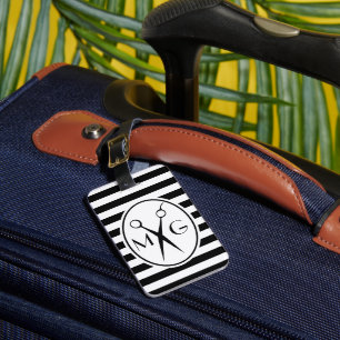 Scissor Monogram Initials Hair Stylist Barber Shop Luggage Tag