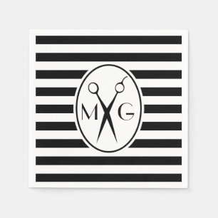 Scissor Monogram Initials Hair Stylist Barber Shop Napkin