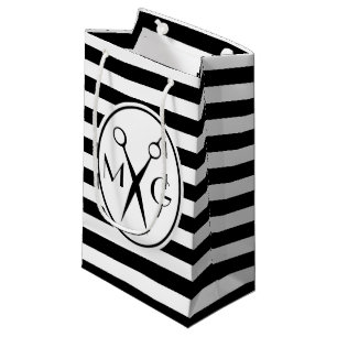 Scissor Monogram Initials Hair Stylist Barber Shop Small Gift Bag