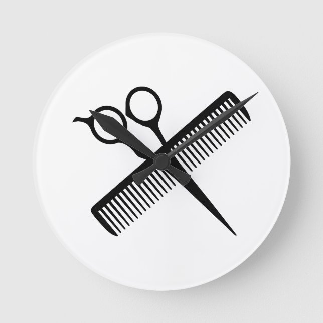 SCISSORS AND COMB ROUND CLOCK (Front)