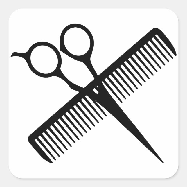 Scissors and Comb Square Sticker (Front)