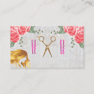 Scissors and Hair Pins   Roses   Stylist Appointment Card