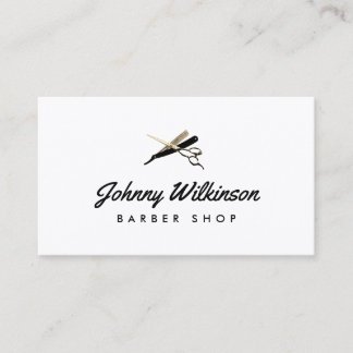 Scissors and razor shaver barber shop business card