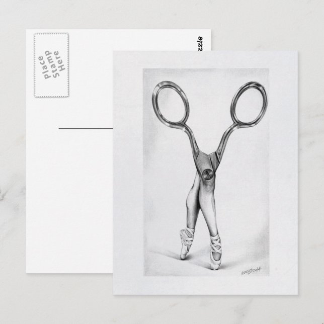 Scissors ballerina dance surreal art Postcard (Front/Back)