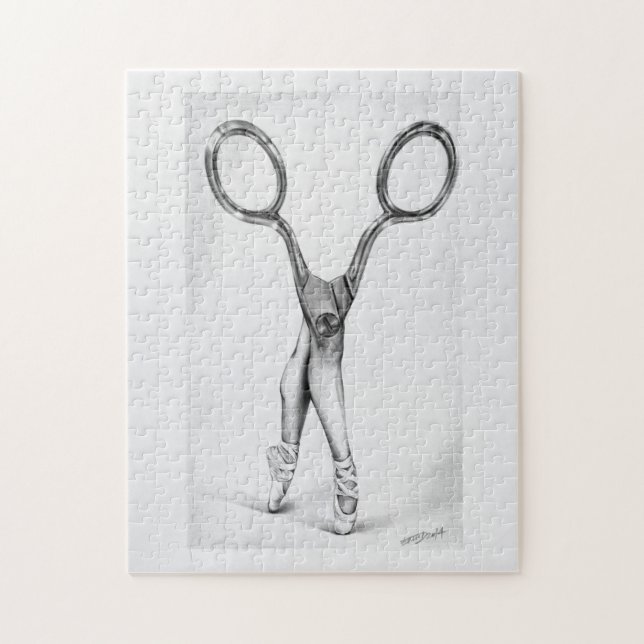 Scissors ballerina dance Surreal drawing art Jigsaw Puzzle (Vertical)