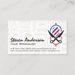Scissors Barber Pole Business Card