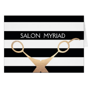 Scissors Black and White Striped Salon