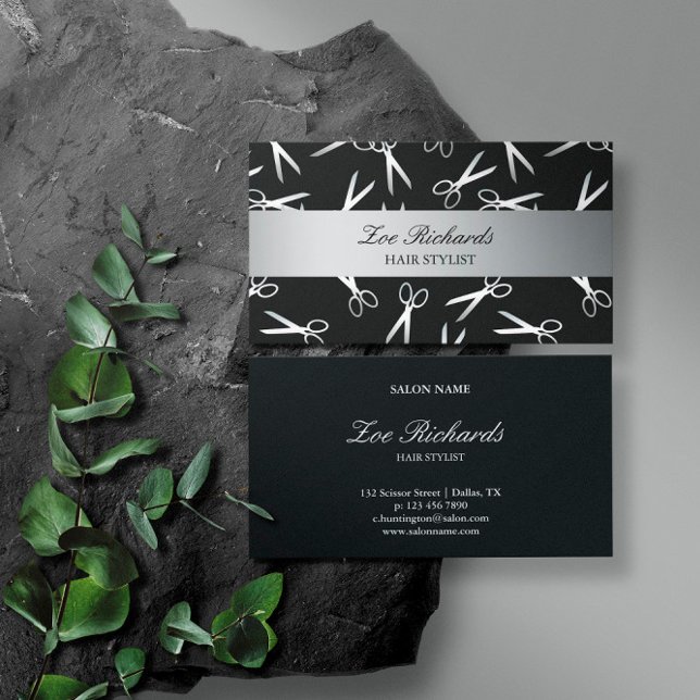 Scissors | Black & Silver | Hair Stylist Business Card (Creator Uploaded)