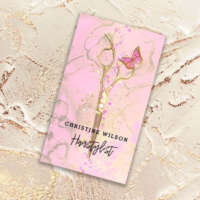 scissors butterfly  ink splashes business card (Creator Uploaded)