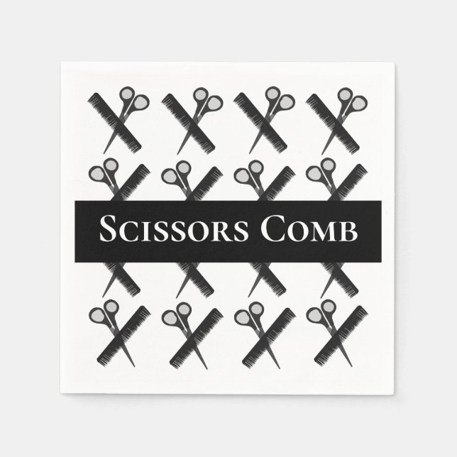 Scissors Comb Hairstylist Salon  Napkin (Front)