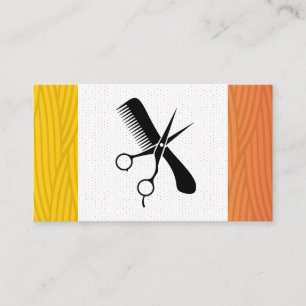 Scissors Comb Logo   Modern Art Weave Pattern Appointment Card