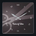 Scissors | Dark Brown & White | Hair Salon Square Wall Clock<br><div class="desc">Dark brown wall clock with a pair of scissors,  white roman numerals,  and the option to add your name or the name of your business.</div>