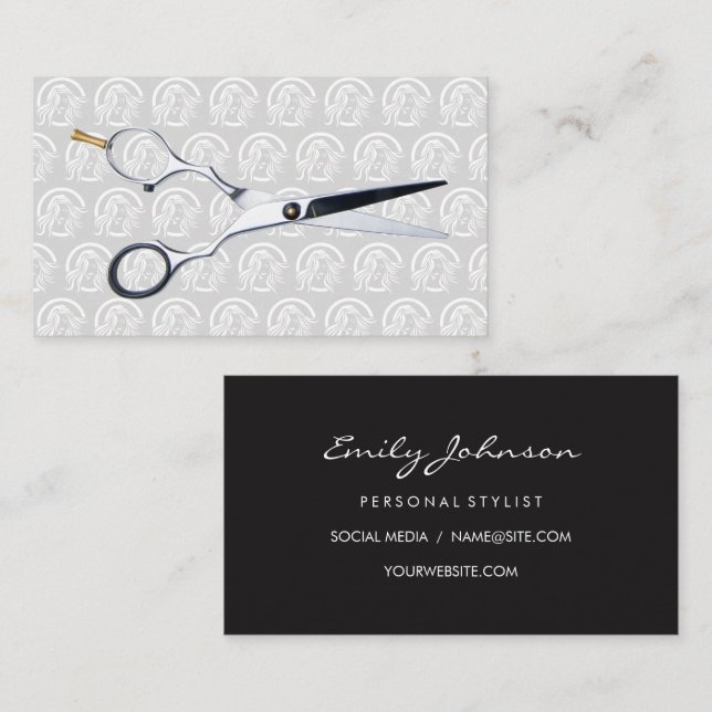 Scissors | Hair Beauty Logo Pattern Business Card (Front/Back)